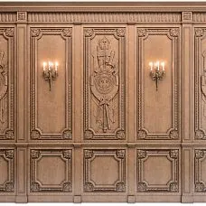 Carved applique N-376 on the wall, interior photo