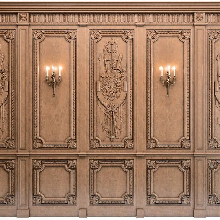 Carved applique N-376 on the wall, interior photo