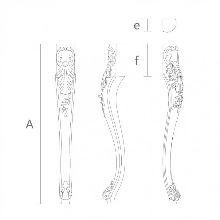 Classic Carved Wooden Legs MN-002 Drawing