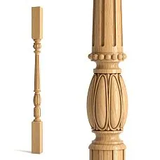 Wooden staircase baluster L-014 with carved pattern