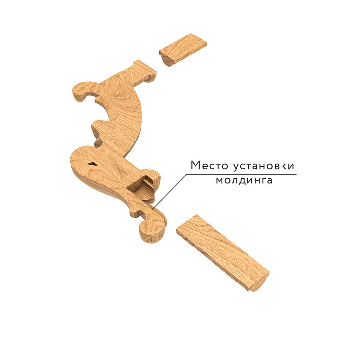 Carved overlay from solid wood MLD-1U-2R, scheme for mounting molding to the overlay