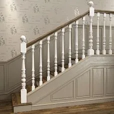 Wooden staircase baluster L-048 natural color, staircase in interior photo