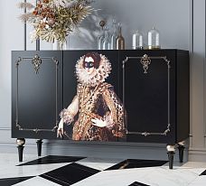 Carved overlay MLD-1U-2L made of wood, decor in interior with furniture