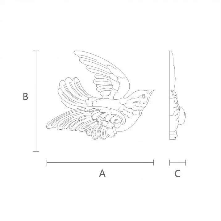 Carved Applique N-476L in the Shape of a Bird &mdash; Drawing