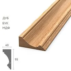 KZ-007 ceiling cornice made of oak &mdash; profile view 100&times;40 mm