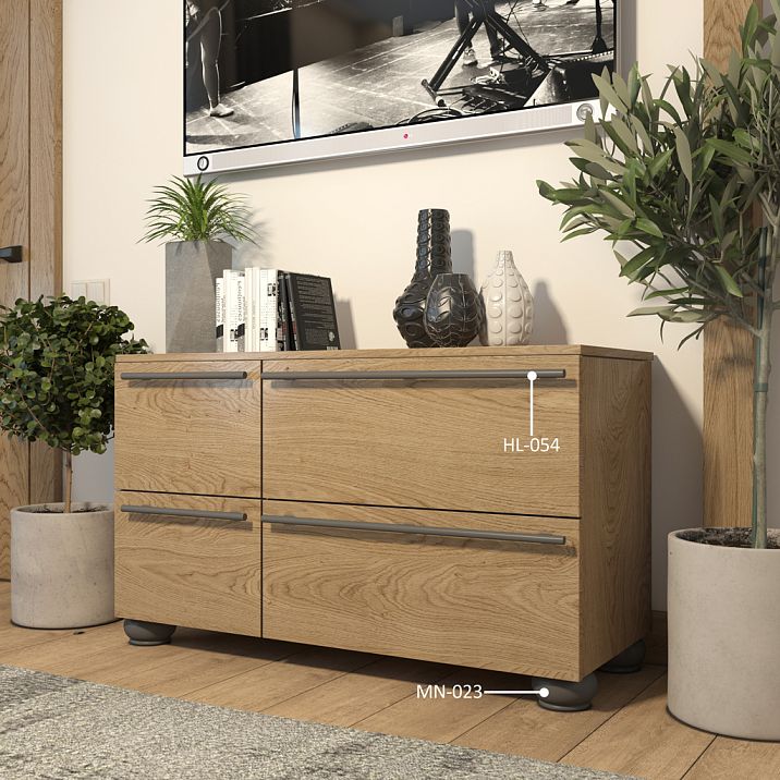 Modern interior with the use of wooden legs MN-023 for chest of drawers