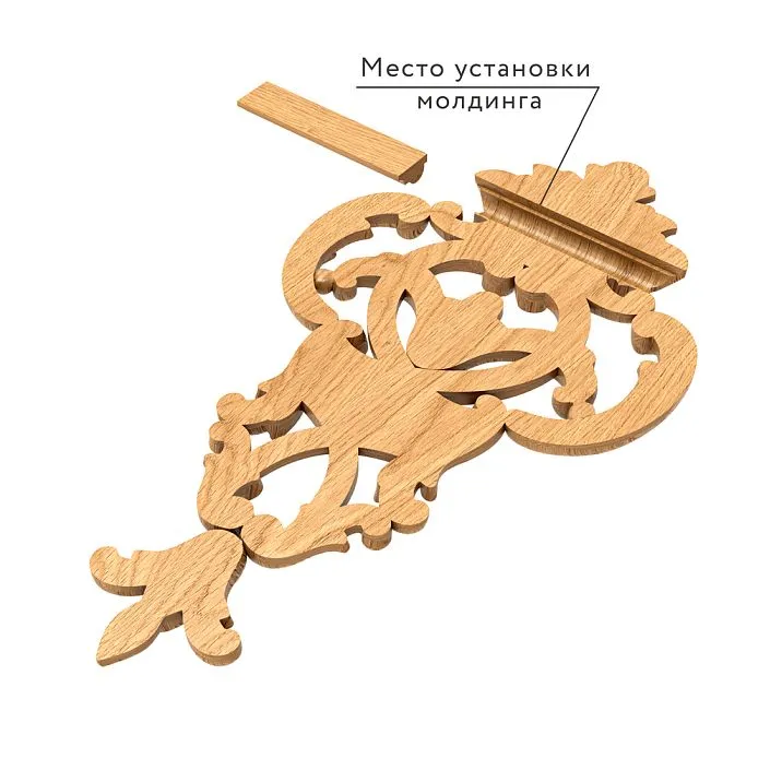 Wooden decor with mounting place for molding