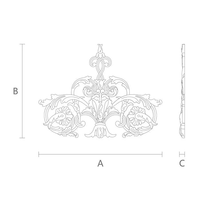 Carved Appliques NPU-157 on walls in the living room, drawing for dimensions