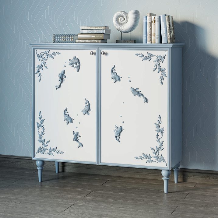 Carved applique N-484 in the shape of a fish for decorating walls and furniture in interiors