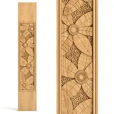 Flat wooden newel post L-096.1 against a white wall