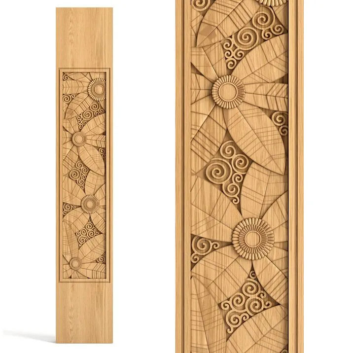 Flat wooden newel post L-096.1 against a white wall