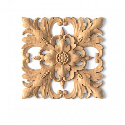 Carved декор из дерева - резная накладка NN-319 с цветочным узором в стиле классицизма