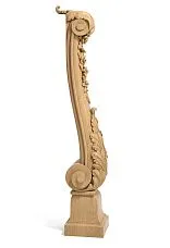 Wooden staircase post side view