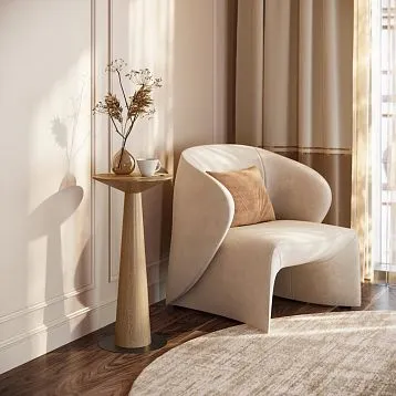 High table STL-040 with conical base from natural wood, height 727 mm