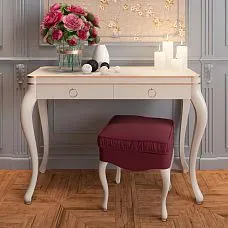 Curved wooden legs in interior for tables