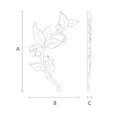 Schematic illustration of the dimensions of NPU-471L ornamental decoration for mounting on walls or ceilings