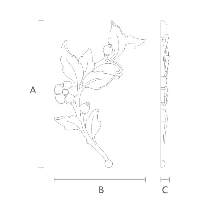 Schematic illustration of the dimensions of NPU-471L ornamental decoration for mounting on walls or ceilings