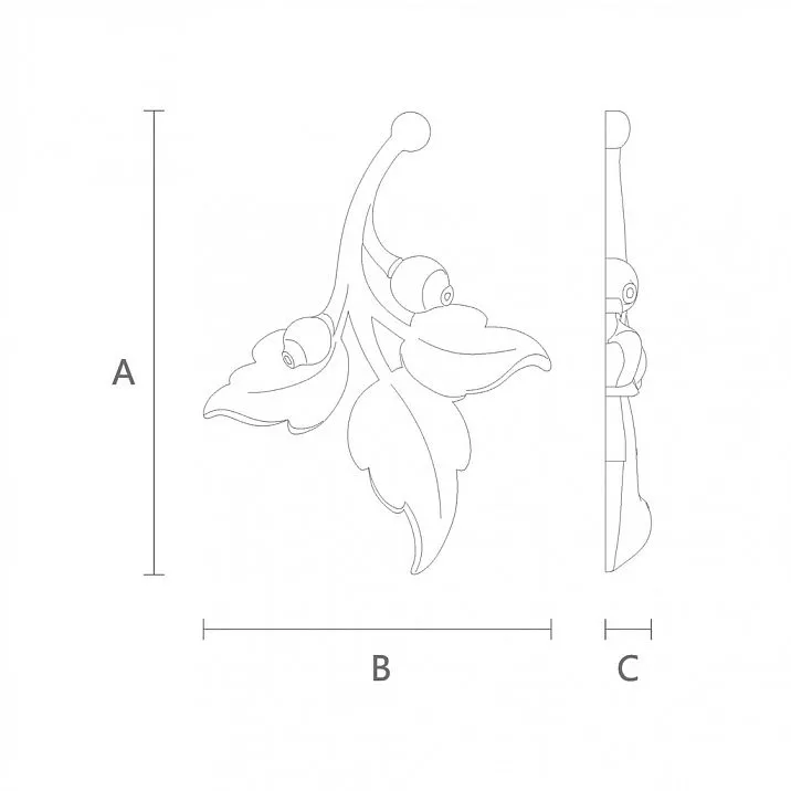 Carved wooden inlay N-470R made of wood, drawing