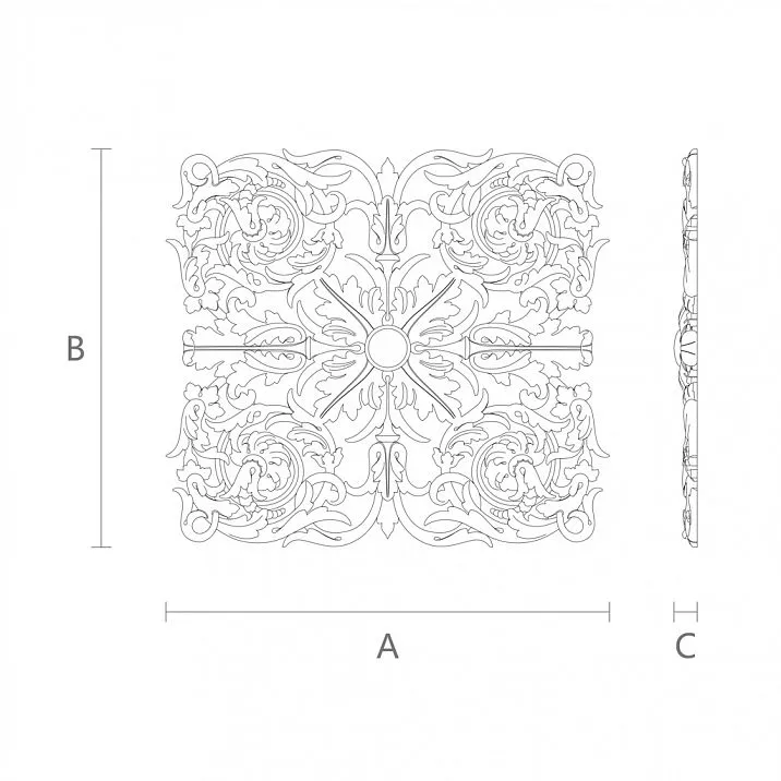 N-196 Wooden Insert with Lace Pattern Carving