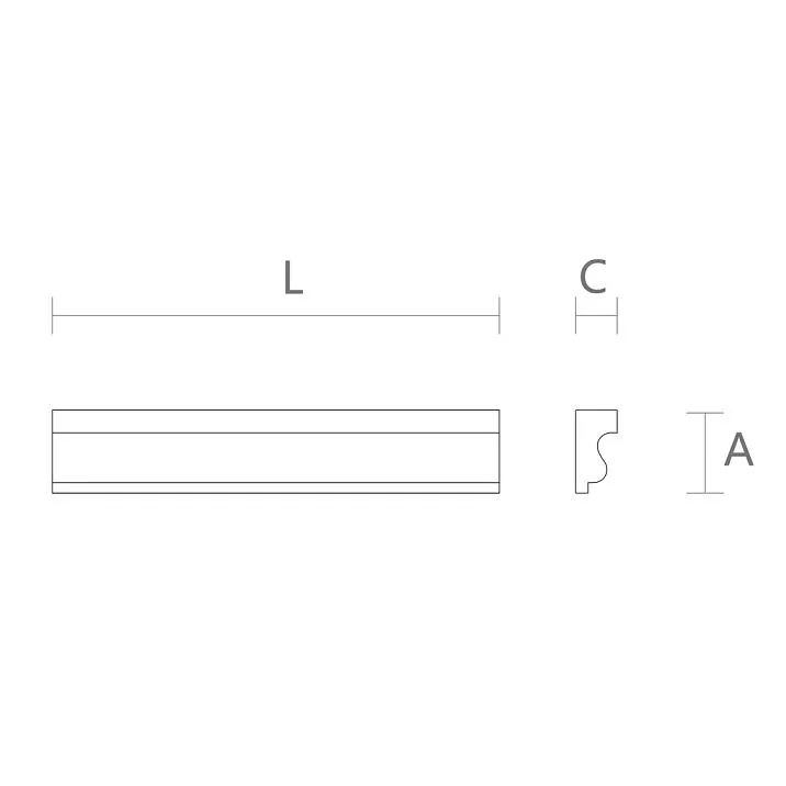 Schematic illustration of dimensions and profile shape of molding MLD-056