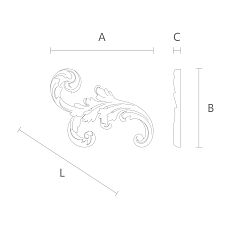 Carved Wooden Decor Elements in Leaf Shape Drawing