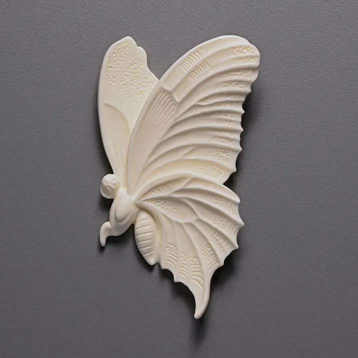 Stylish example of wall decoration with molding NPU-482R, golden butterflies in the bedroom interior near the mirror