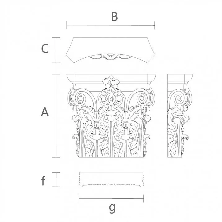 Carved Capital in Furniture Design KL-055 Drawing