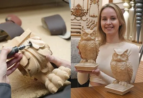 Деревянные резные стойки и фигурные украшения для полок и мебели.