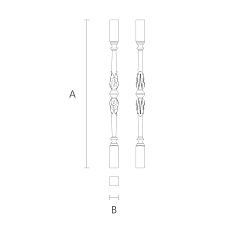 Baluster for stairs L-024 made of oak or beech, drawing