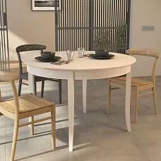 Modern interior with a round solid wood table Chester 002-012
