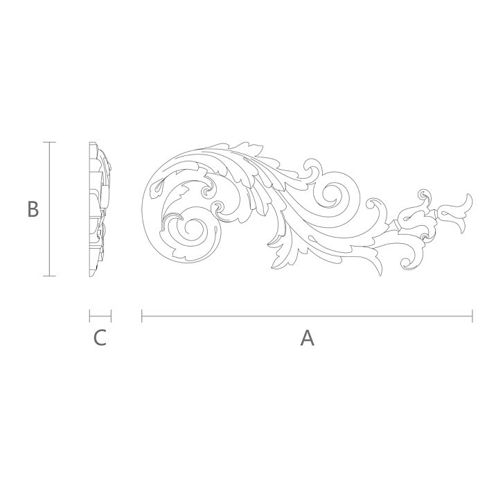 Carved applique from polyurethane NPU-206R, drawing to size