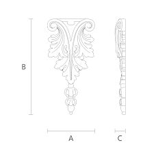 Interior decor drawing, carved polyurethane applique NPU-197