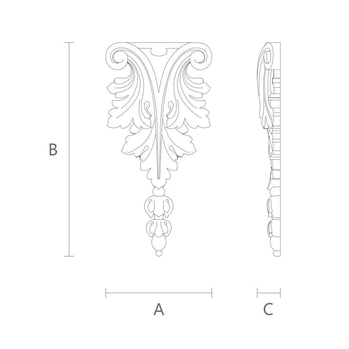 Interior decor drawing, carved polyurethane applique NPU-197