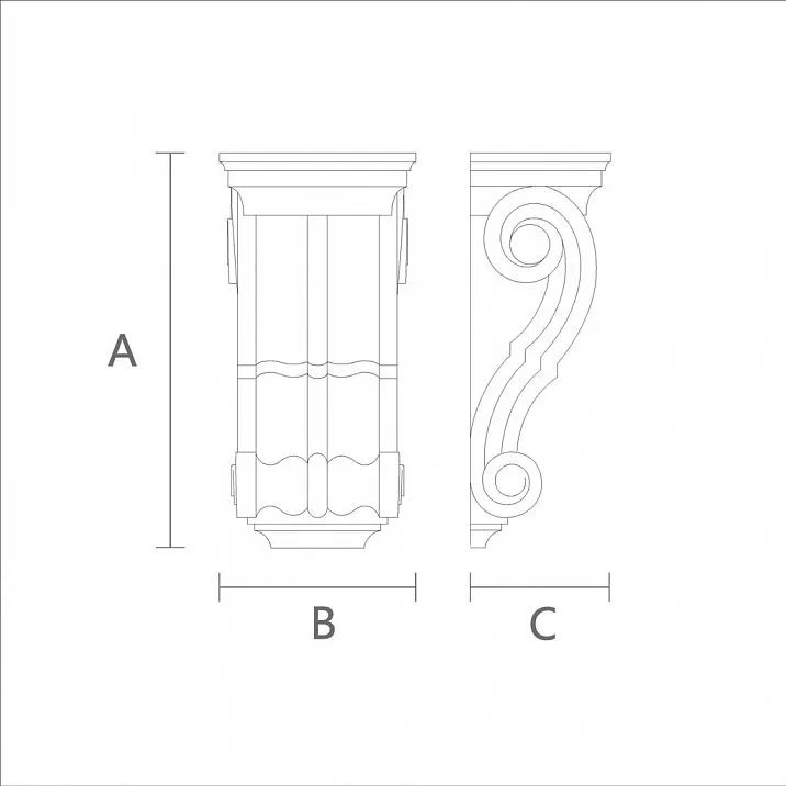 Decorative bracket from solid wood for shelf KR-006 drawing