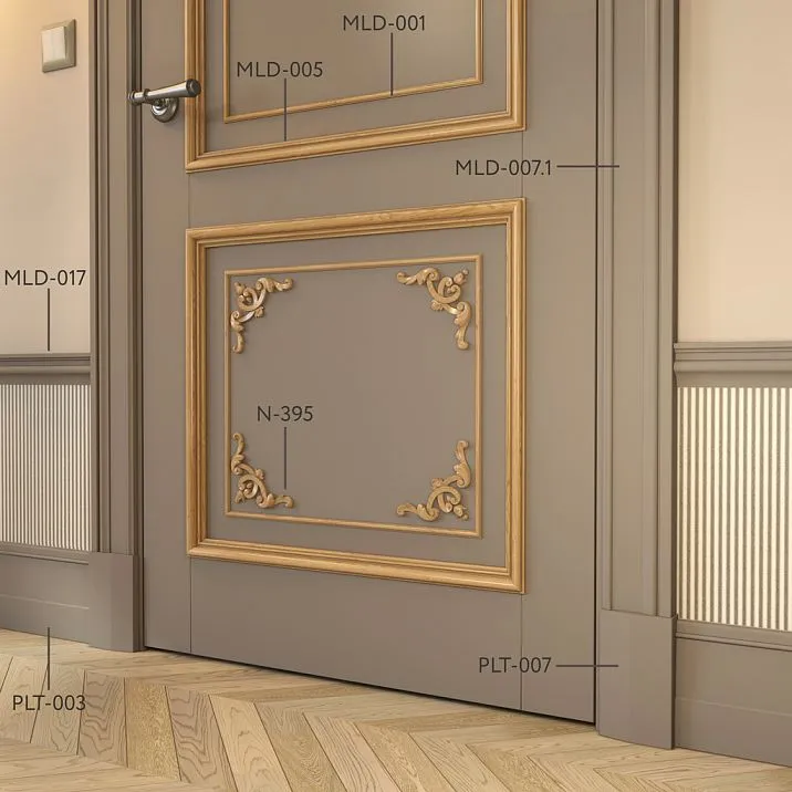 Carved wooden details for door decor N-395