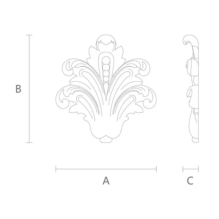 Carved polyurethane applique NPU-108 drawing