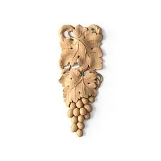 Wooden decorative element with botanical motif &mdash; carved applique N-254R