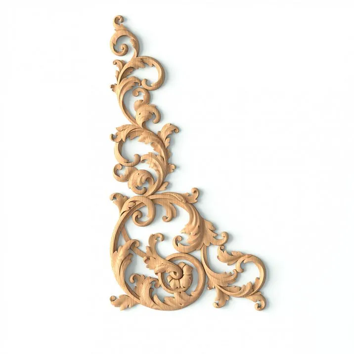 Floral ornament on wooden carved inlay N-441L