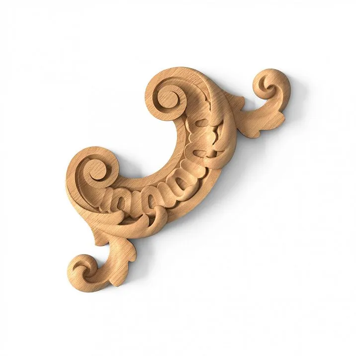 Wooden insert with carved leaves and branches