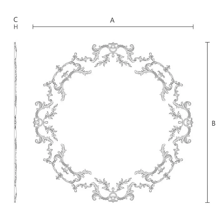 Polyurethane molded decoration CPU-068 for wall moldings and stylized ceiling decoration drawing