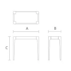 Drawing of the STL-026-3 base made of solid wood with legs