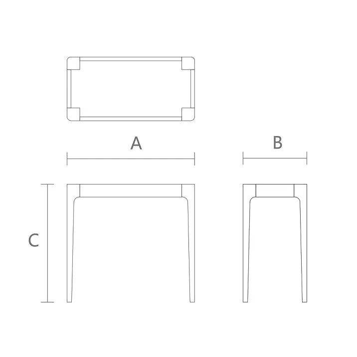 Drawing of the STL-026-3 base made of solid wood with legs