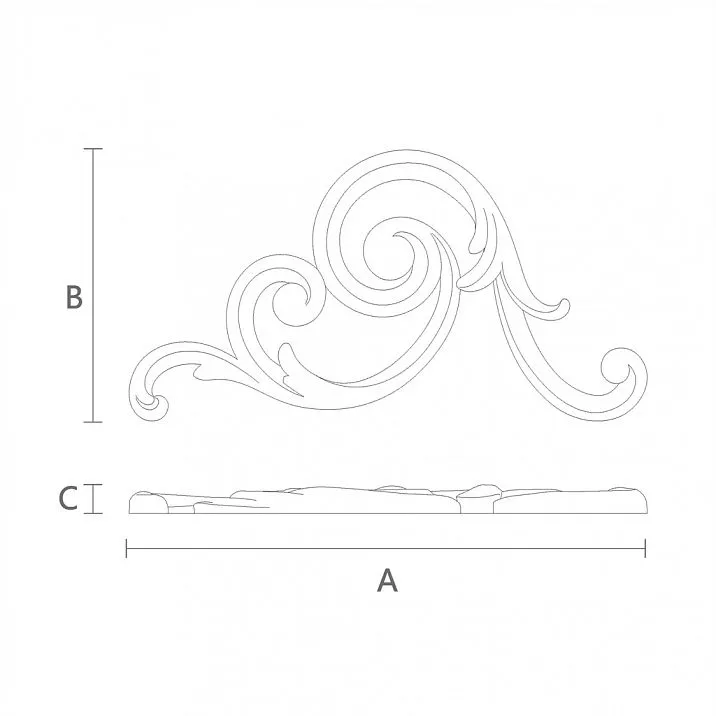 Carved wooden applique N-286L pattern