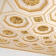 Elegant round rosette made of polyurethane for classical moldings on walls and ceilings of interiors RPU-044
