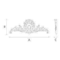 Wooden Decorative Inlay N-204 with Baroque Ornament Drawing
