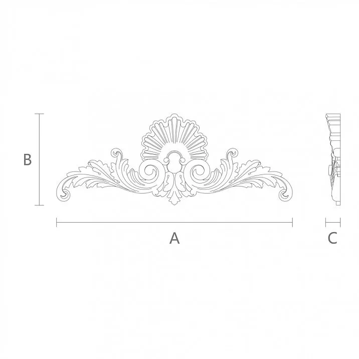Wooden Decorative Inlay N-204 with Baroque Ornament Drawing