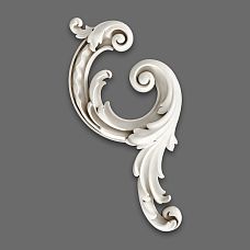Relief decoration NPU-459R: baroque scroll made of polyurethane with smooth leaves