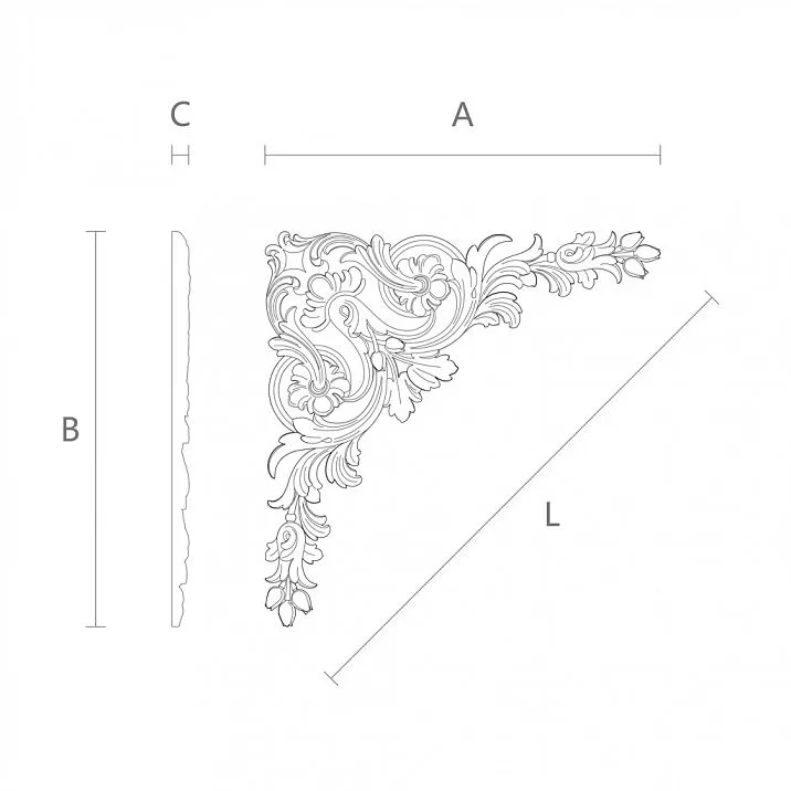Elegant decorative element N-135.1 from wood drawing