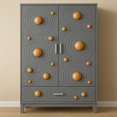 Decorated chest of drawers with wooden socket R-085 from solid wood