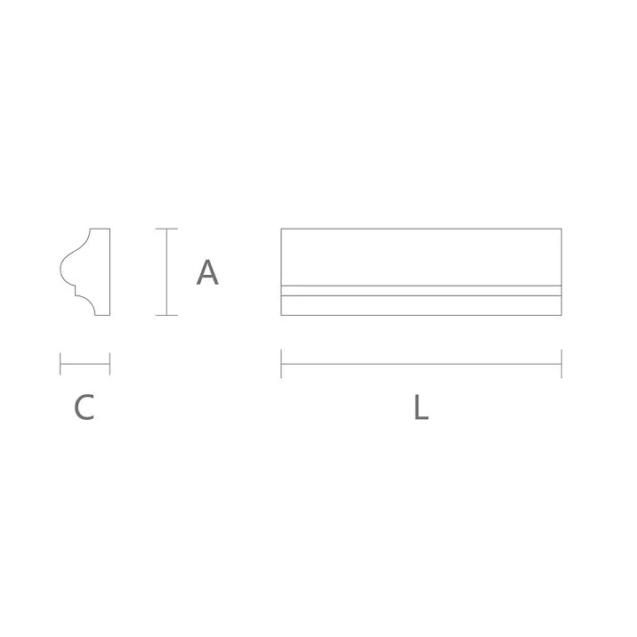 Drawing of solid wood molding with carved pattern MLD-011